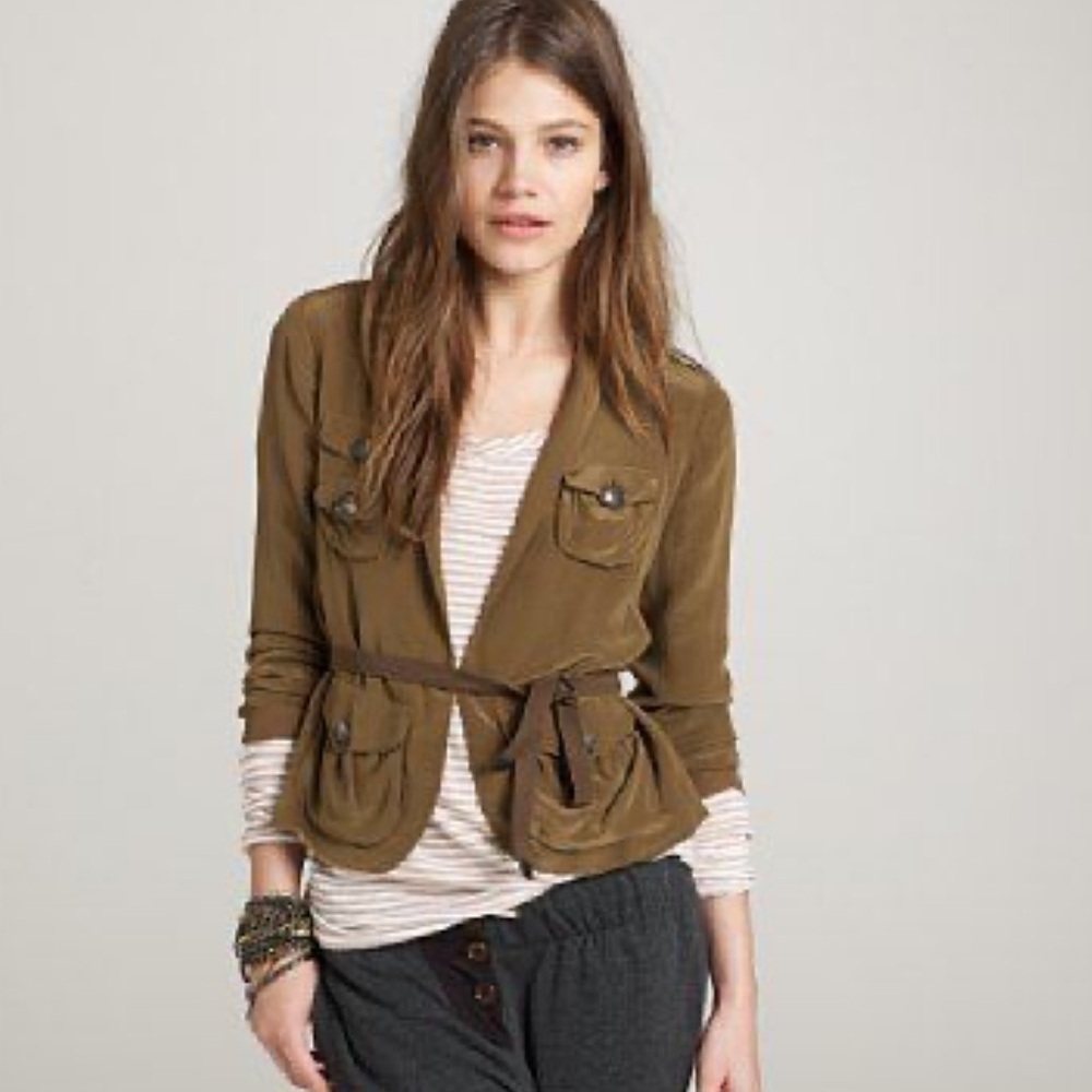 J Crew Safari Jacket, Blazer 100% Silk Size 4 - Picture 1 of 11
